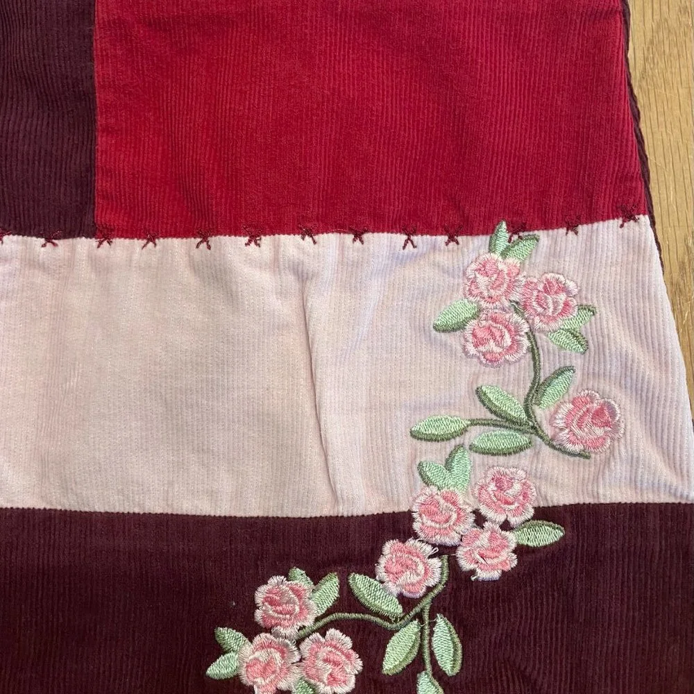 H&M Girls Jumper Dress Pink Burgundy Patchwork Corduroy Size 3-4Y
